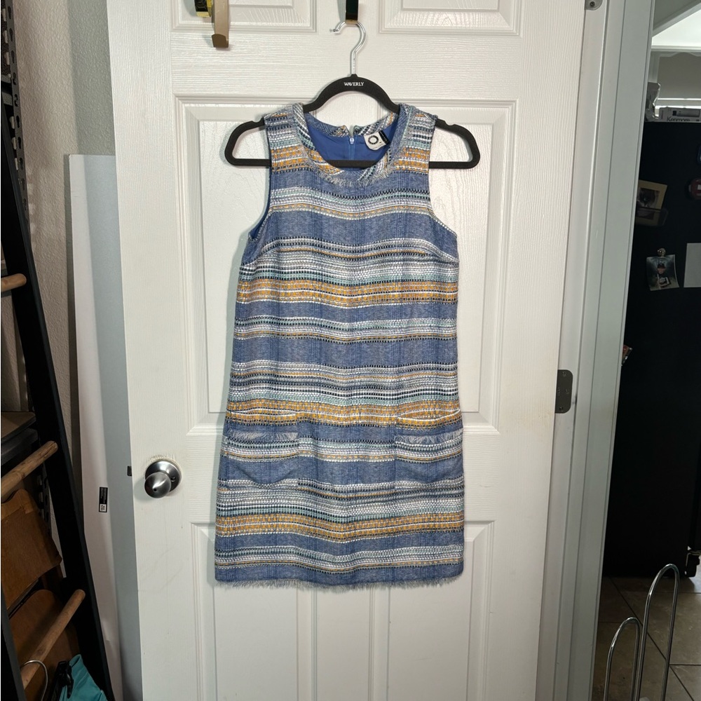Striped Blue and‎ Yellow Sleeveless Dress